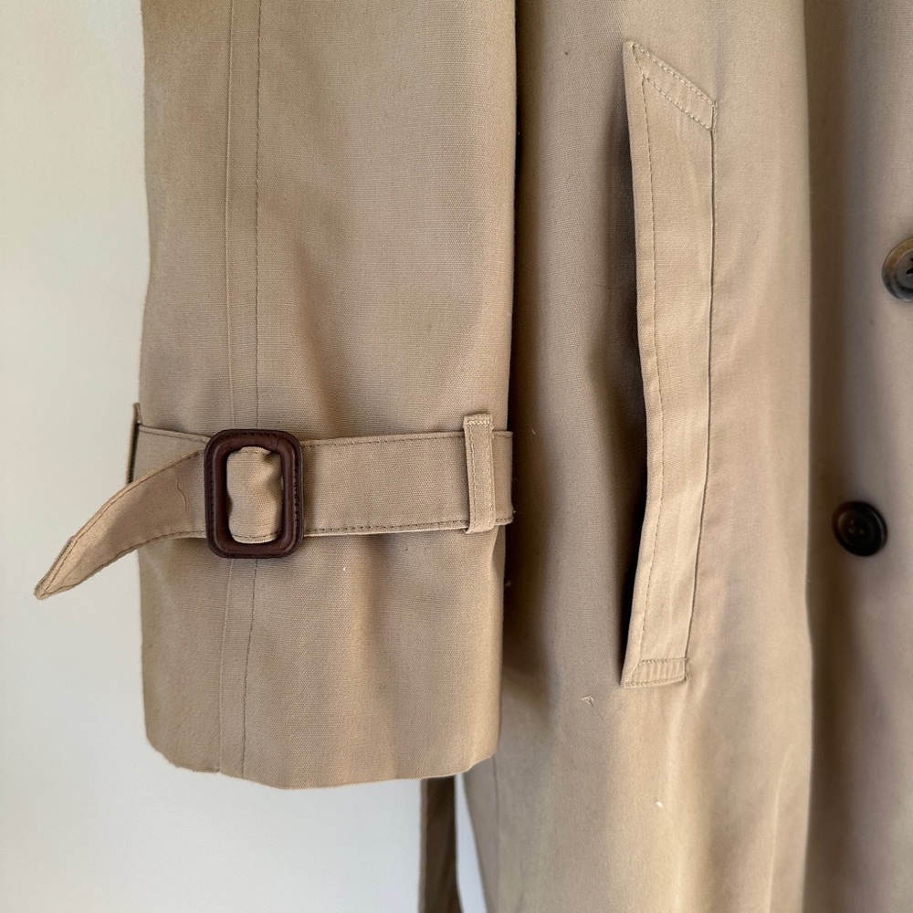 VTG 90s London Fog Unisex Trench Coat Zip In Thermal Liner 40Reg Streetwear Tan - Picture 12 of 14